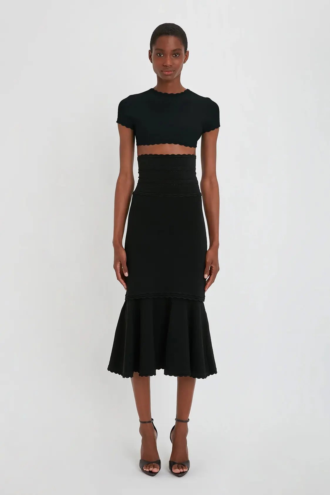 Flared Midi Skirt In Black